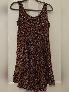 Black Floral Sleeveless Midi Dress